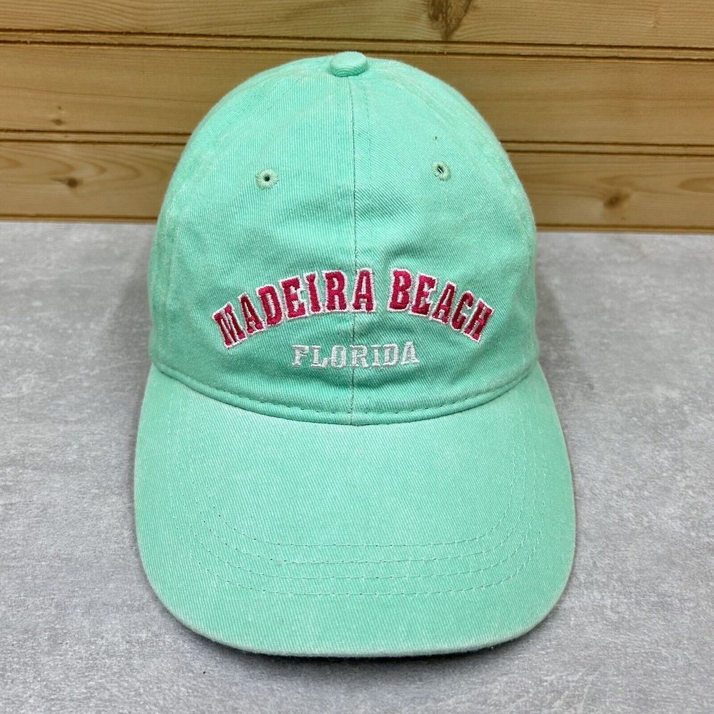 MADEIRA BEACH Florida Hat Baseball Ball Cap ADJUSTABLE Unisex Green Relaxed Fit